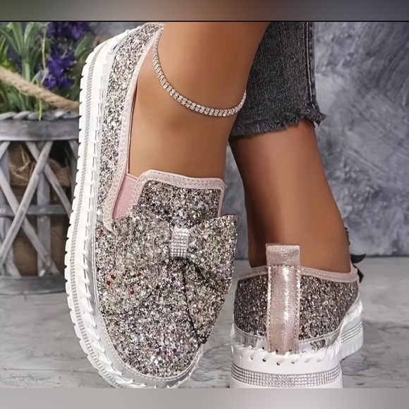 Sparkling Glitter Slip-On Shoes - Picture 1 of 4